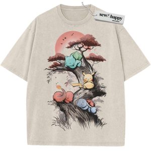 Wash Tee Bulbasaur Shirt, Squirtle Shirt, Charmander Shirt, Pikachu Shirt, Pokemon shirt, Anime Shirt, Vintage Tee