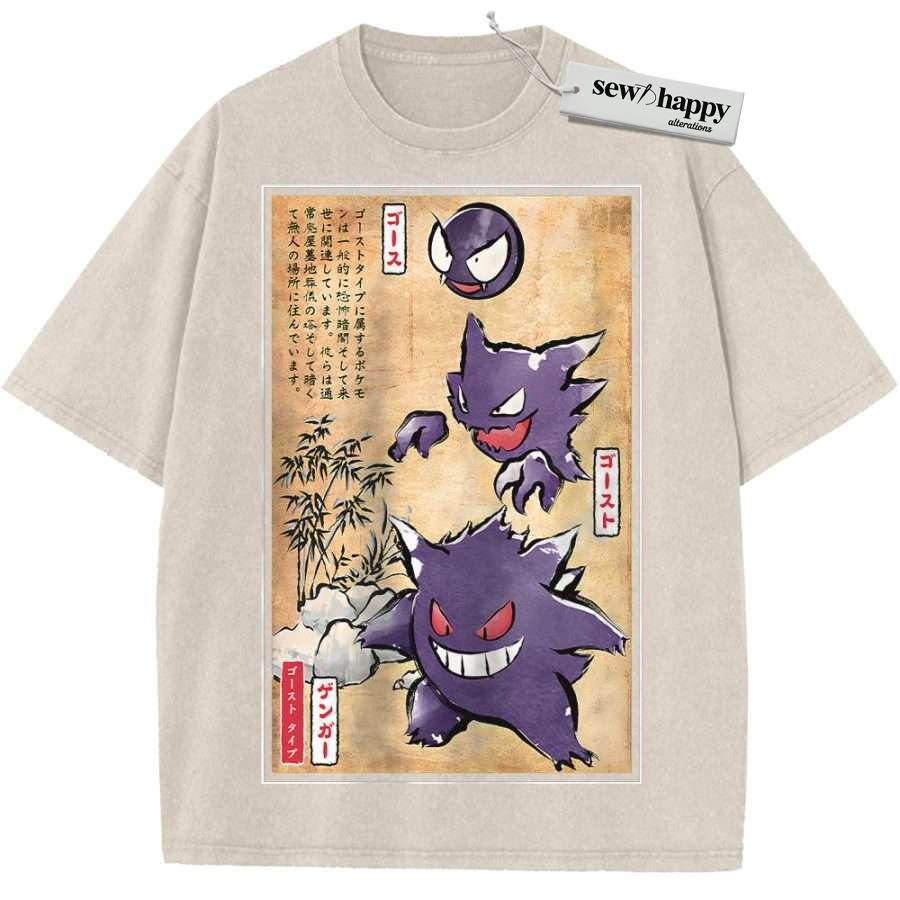 Wash Tee Gengar Shirt, Gatsly Shirt, Haunter Shirt, Pokemon shirt, Anime Shirt, Vintage Tee - Image 12