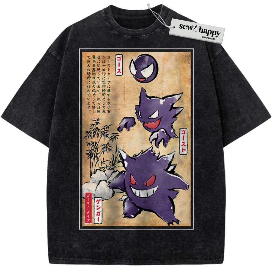 Wash Tee Gengar Shirt, Gatsly Shirt, Haunter Shirt, Pokemon shirt, Anime Shirt, Vintage Tee - Image 9