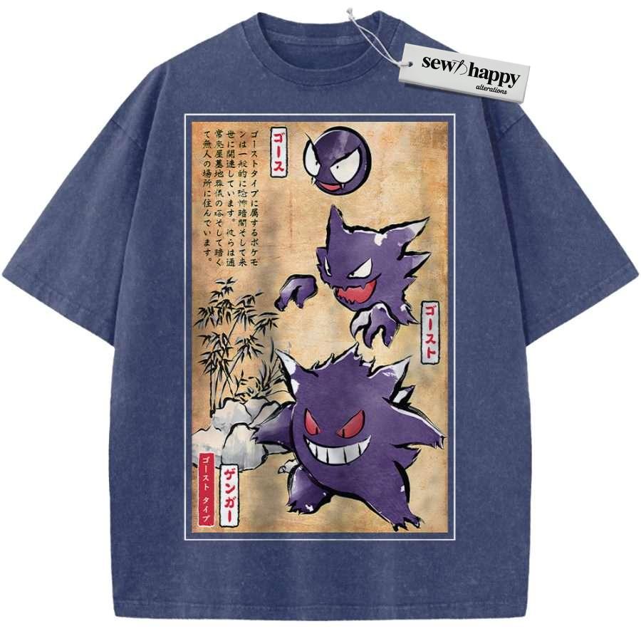 Wash Tee Gengar Shirt, Gatsly Shirt, Haunter Shirt, Pokemon shirt, Anime Shirt, Vintage Tee - Image 11