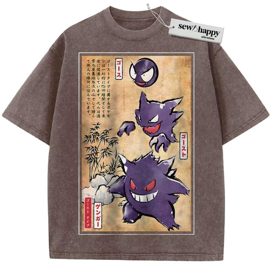 Wash Tee Gengar Shirt, Gatsly Shirt, Haunter Shirt, Pokemon shirt, Anime Shirt, Vintage Tee - Image 14