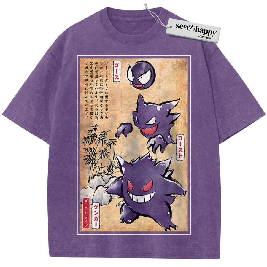 Wash Tee Gengar Shirt, Gatsly Shirt, Haunter Shirt, Pokemon shirt, Anime Shirt, Vintage Tee - Image 17