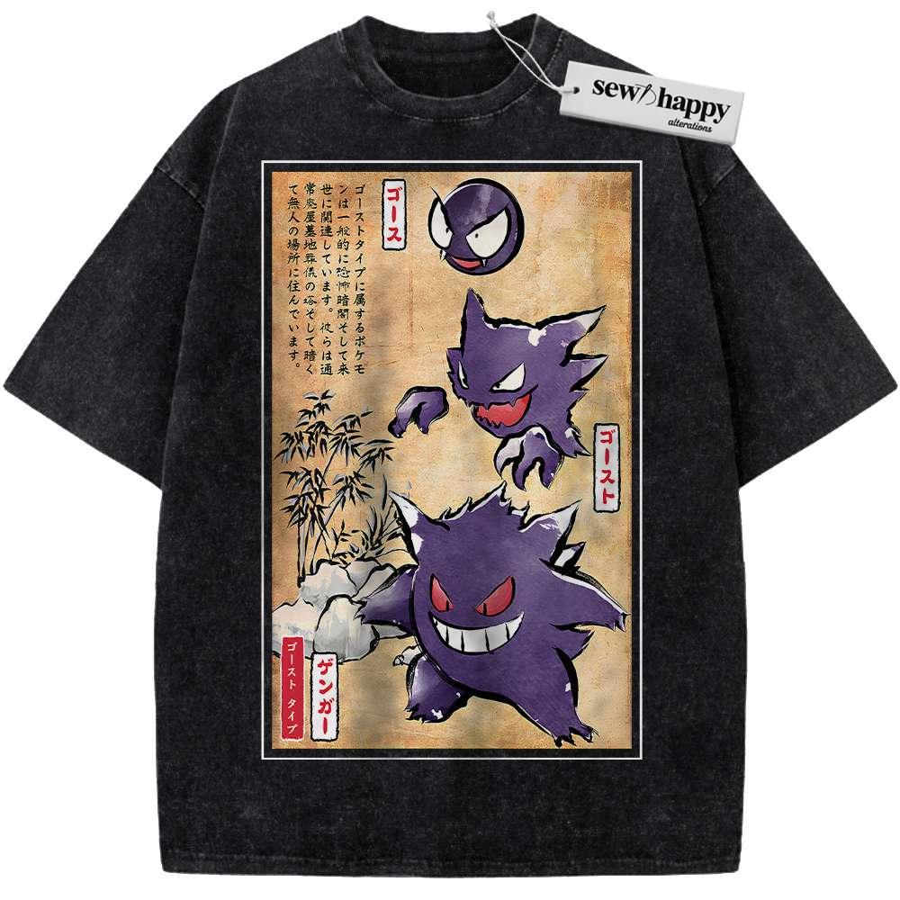Wash Tee Gengar Shirt, Gatsly Shirt, Haunter Shirt, Pokemon shirt, Anime Shirt, Vintage Tee - Image 2