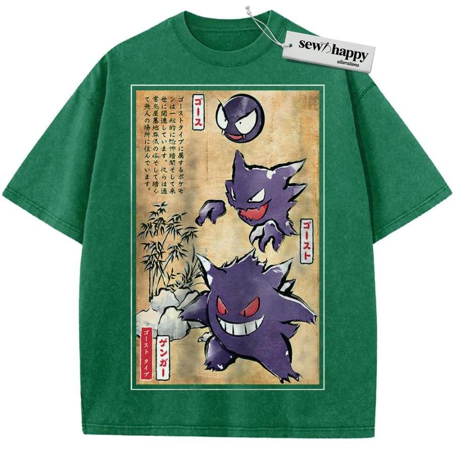 Wash Tee Gengar Shirt, Gatsly Shirt, Haunter Shirt, Pokemon shirt, Anime Shirt, Vintage Tee - Image 15