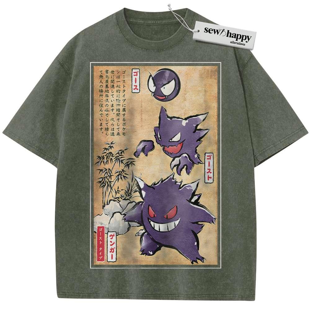 Wash Tee Gengar Shirt, Gatsly Shirt, Haunter Shirt, Pokemon shirt, Anime Shirt, Vintage Tee - Image 3