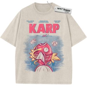 Wash Tee Jaws x Magikarp Shirt, Pokemon shirt, Anime Shirt, Vintage T-Shirt