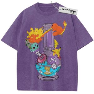 Wash Tee Pikachu Shirt, Squirtle Shirt, Charmander Shirt, Bulbasaur Shirt, Pokemon shirt, Anime Shirt, Vintage Tee